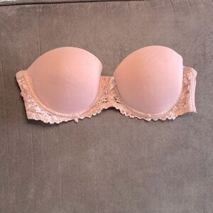 Flirtitude Pink Strapless Multi-Way Push-up Bra with Lace Trim